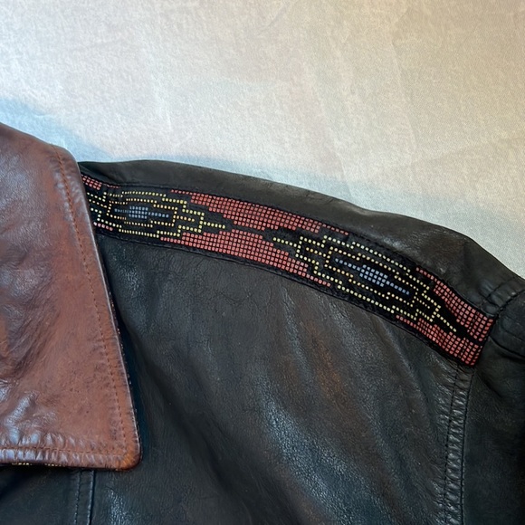 LonePine unisex black leather jacket with design W=M. M=S - Picture 4 of 10